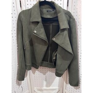 ApperlothA Olive Green Suede Moto Jacket Asymmetrical Zip Size M
